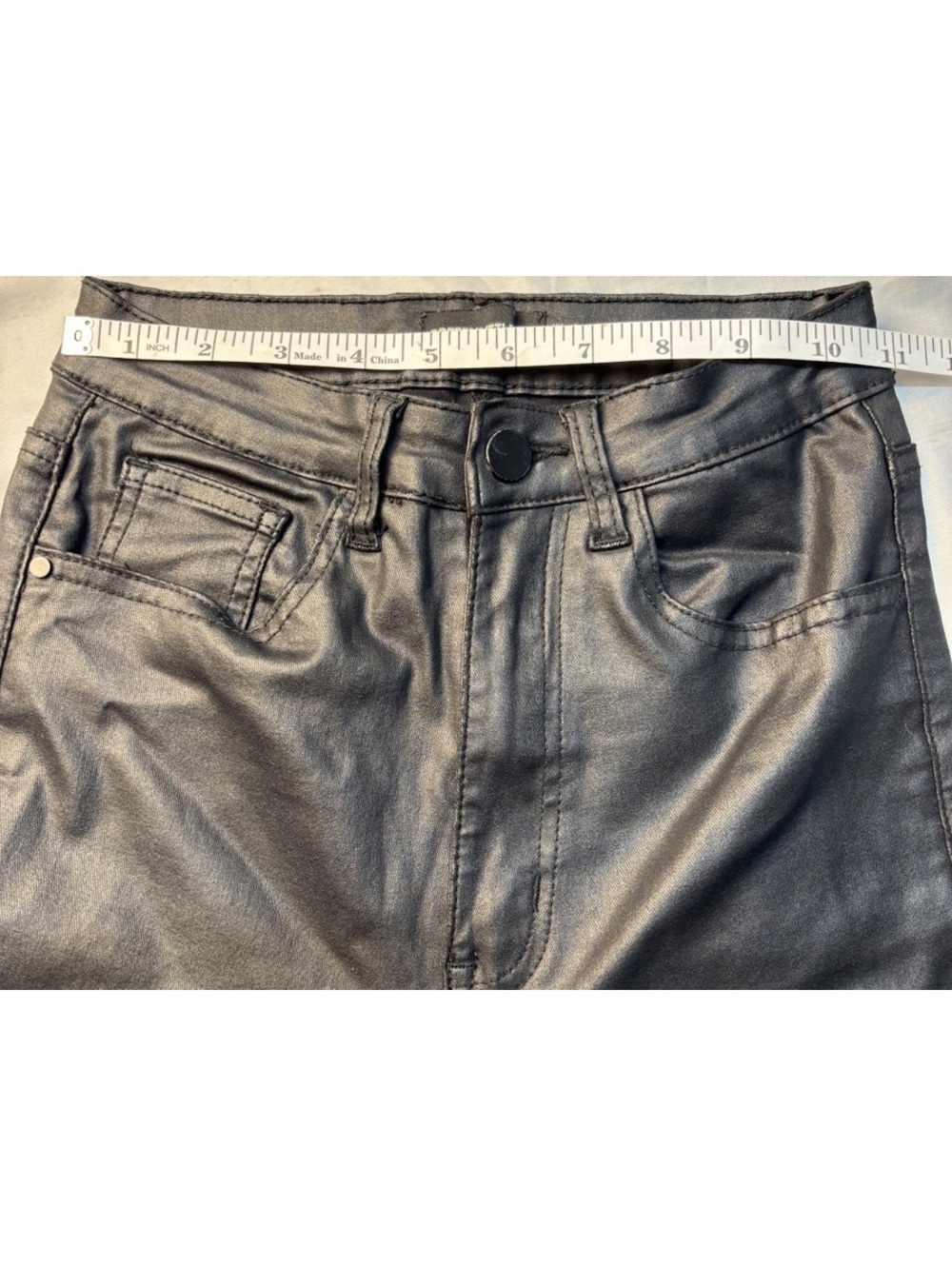 PrettyLittleThing Black Faux Leather Flared Pants Size 4 - Picture 5 of 11